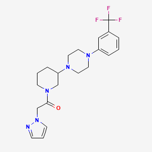 molecular formula C21H26F3N5O B4903272 1-[1-(1H-pyrazol-1-ylacetyl)-3-piperidinyl]-4-[3-(trifluoromethyl)phenyl]piperazine 