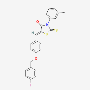 molecular formula C24H18FNO2S2 B4903400 (5Z)-5-[[4-[(4-fluorophenyl)methoxy]phenyl]methylidene]-3-(3-methylphenyl)-2-sulfanylidene-1,3-thiazolidin-4-one 