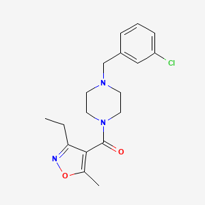 molecular formula C18H22ClN3O2 B4903418 1-(3-chlorobenzyl)-4-[(3-ethyl-5-methyl-4-isoxazolyl)carbonyl]piperazine 