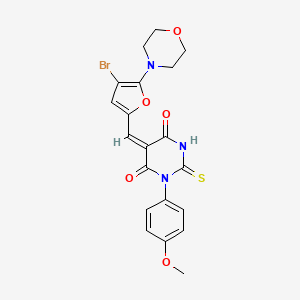 molecular formula C20H18BrN3O5S B4903468 (5E)-5-{[4-Bromo-5-(morpholin-4-YL)furan-2-YL]methylidene}-1-(4-methoxyphenyl)-2-sulfanylidene-1,3-diazinane-4,6-dione 