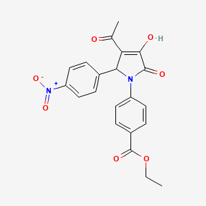 molecular formula C21H18N2O7 B4903474 ethyl 4-[3-acetyl-4-hydroxy-2-(4-nitrophenyl)-5-oxo-2,5-dihydro-1H-pyrrol-1-yl]benzoate 