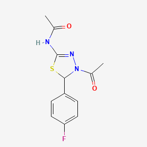 molecular formula C12H12FN3O2S B4903482 N-[4-acetyl-5-(4-fluorophenyl)-4,5-dihydro-1,3,4-thiadiazol-2-yl]acetamide 