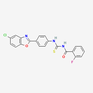 molecular formula C21H13ClFN3O2S B4903499 N-{[4-(5-chloro-1,3-benzoxazol-2-yl)phenyl]carbamothioyl}-2-fluorobenzamide CAS No. 6417-62-5