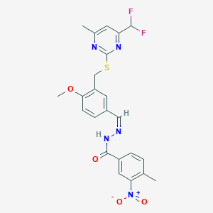 molecular formula C23H21F2N5O4S B4903529 N'-[3-({[4-(difluoromethyl)-6-methyl-2-pyrimidinyl]thio}methyl)-4-methoxybenzylidene]-4-methyl-3-nitrobenzohydrazide 