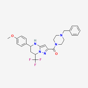 molecular formula C26H28F3N5O2 B4903585 (4-Benzylpiperazin-1-yl)[5-(4-methoxyphenyl)-7-(trifluoromethyl)-4,5,6,7-tetrahydropyrazolo[1,5-a]pyrimidin-2-yl]methanone 