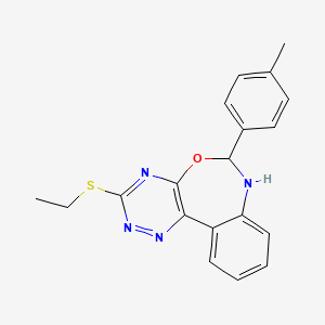 molecular formula C19H18N4OS B4903601 3-(Ethylsulfanyl)-6-(4-methylphenyl)-6,7-dihydro[1,2,4]triazino[5,6-D][3,1]benzoxazepine 