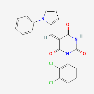 molecular formula C21H13Cl2N3O3 B4903617 (5E)-1-(2,3-Dichlorophenyl)-5-[(1-phenyl-1H-pyrrol-2-YL)methylidene]-1,3-diazinane-2,4,6-trione 