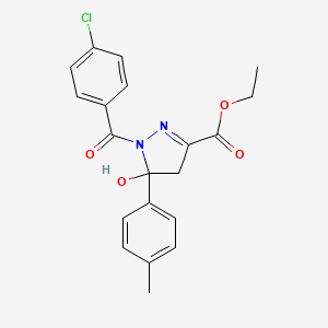 ethyl 1-(4-chlorobenzoyl)-5-hydroxy-5-(4-methylphenyl)-4H-pyrazole-3-carboxylate