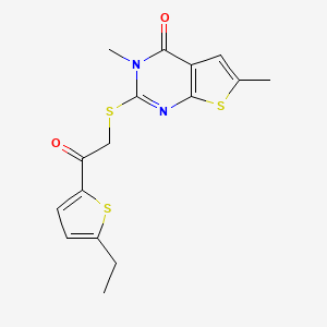 molecular formula C16H16N2O2S3 B4903698 2-{[2-(5-ethyl-2-thienyl)-2-oxoethyl]thio}-3,6-dimethylthieno[2,3-d]pyrimidin-4(3H)-one 