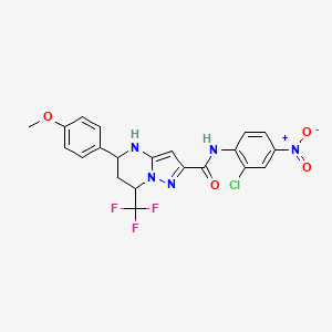 molecular formula C21H17ClF3N5O4 B4903709 N-(2-chloro-4-nitrophenyl)-5-(4-methoxyphenyl)-7-(trifluoromethyl)-4,5,6,7-tetrahydropyrazolo[1,5-a]pyrimidine-2-carboxamide 