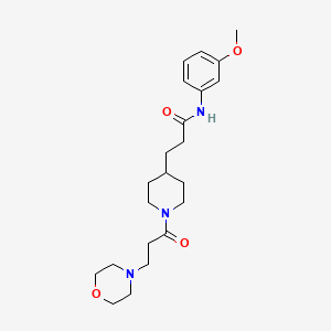 molecular formula C22H33N3O4 B4903756 N-(3-methoxyphenyl)-3-{1-[3-(4-morpholinyl)propanoyl]-4-piperidinyl}propanamide 