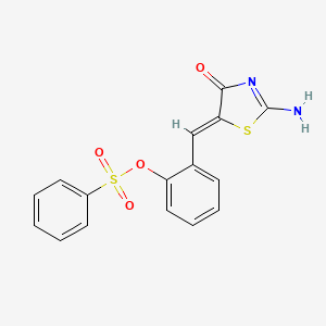 2-[(2-imino-4-oxo-1,3-thiazolidin-5-ylidene)methyl]phenyl benzenesulfonate