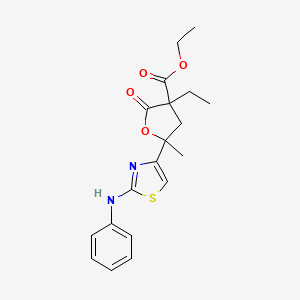 ethyl 5-(2-anilino-1,3-thiazol-4-yl)-3-ethyl-5-methyl-2-oxotetrahydro-3-furancarboxylate