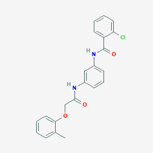 molecular formula C22H19ClN2O3 B4904088 2-chloro-N-[3-[[2-(2-methylphenoxy)acetyl]amino]phenyl]benzamide 