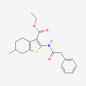 molecular formula C20H23NO3S B4904096 ETHYL 6-METHYL-2-(2-PHENYLACETAMIDO)-4,5,6,7-TETRAHYDRO-1-BENZOTHIOPHENE-3-CARBOXYLATE CAS No. 76981-75-4