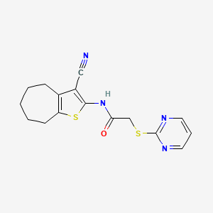 N-{3-CYANO-4H5H6H7H8H-CYCLOHEPTA[B]THIOPHEN-2-YL}-2-(PYRIMIDIN-2-YLSULFANYL)ACETAMIDE