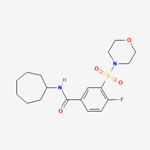 molecular formula C18H25FN2O4S B4904129 N-cycloheptyl-4-fluoro-3-morpholin-4-ylsulfonylbenzamide 