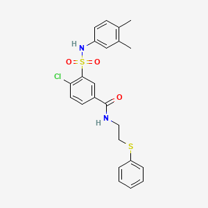 molecular formula C23H23ClN2O3S2 B4904148 4-chloro-3-{[(3,4-dimethylphenyl)amino]sulfonyl}-N-[2-(phenylthio)ethyl]benzamide 