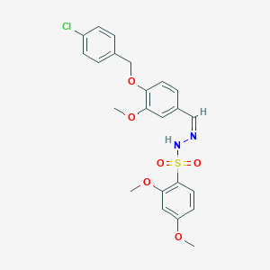 molecular formula C23H23ClN2O6S B4904164 N'-{4-[(4-chlorobenzyl)oxy]-3-methoxybenzylidene}-2,4-dimethoxybenzenesulfonohydrazide 