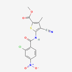 molecular formula C15H10ClN3O5S B4904202 Methyl 5-{[(2-chloro-4-nitrophenyl)carbonyl]amino}-4-cyano-3-methylthiophene-2-carboxylate 