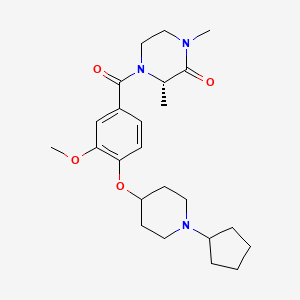 (3S*)-4-{4-[(1-cyclopentyl-4-piperidinyl)oxy]-3-methoxybenzoyl}-1,3-dimethyl-2-piperazinone