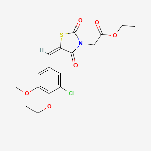 ethyl {(5E)-5-[3-chloro-5-methoxy-4-(propan-2-yloxy)benzylidene]-2,4-dioxo-1,3-thiazolidin-3-yl}acetate