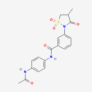 N-(4-acetamidophenyl)-3-(4-methyl-1,1,3-trioxo-1,2-thiazolidin-2-yl)benzamide