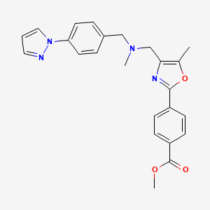 molecular formula C24H24N4O3 B4904310 Methyl 4-[5-methyl-4-[[methyl-[(4-pyrazol-1-ylphenyl)methyl]amino]methyl]-1,3-oxazol-2-yl]benzoate 