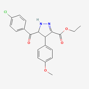 molecular formula C20H19ClN2O4 B4904322 ethyl 5-(4-chlorobenzoyl)-4-(4-methoxyphenyl)-4,5-dihydro-1H-pyrazole-3-carboxylate 