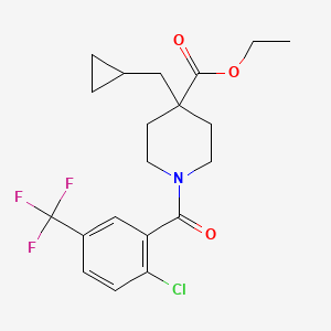 molecular formula C20H23ClF3NO3 B4904328 ethyl 1-[2-chloro-5-(trifluoromethyl)benzoyl]-4-(cyclopropylmethyl)-4-piperidinecarboxylate 