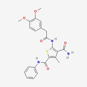 molecular formula C23H23N3O5S B4904436 5-{[(3,4-dimethoxyphenyl)acetyl]amino}-3-methyl-N~2~-phenyl-2,4-thiophenedicarboxamide 