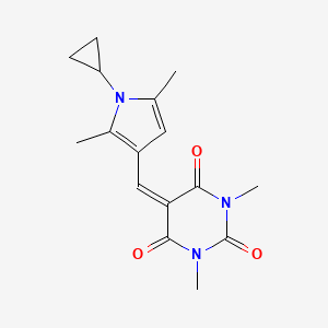 molecular formula C16H19N3O3 B4904484 5-[(1-cyclopropyl-2,5-dimethyl-1H-pyrrol-3-yl)methylene]-1,3-dimethyl-2,4,6(1H,3H,5H)-pyrimidinetrione 