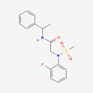 molecular formula C17H19FN2O3S B4904489 N~2~-(2-fluorophenyl)-N~2~-(methylsulfonyl)-N~1~-(1-phenylethyl)glycinamide 