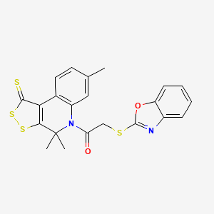 2-(1,3-benzoxazol-2-ylsulfanyl)-1-(4,4,7-trimethyl-1-thioxo-1,4-dihydro-5H-[1,2]dithiolo[3,4-c]quinolin-5-yl)ethanone