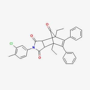 molecular formula C32H28ClNO3 B4904576 4-(3-chloro-4-methylphenyl)-1,7-diethyl-8,9-diphenyl-4-azatricyclo[5.2.1.0~2,6~]dec-8-ene-3,5,10-trione 