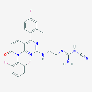 molecular formula C24H19F3N8O B049046 1-Cyano-2-[2-[[8-(2,6-difluorophenyl)-4-(4-fluoro-2-methylphenyl)-7-oxopyrido[2,3-d]pyrimidin-2-yl]amino]ethyl]guanidine CAS No. 911110-38-8