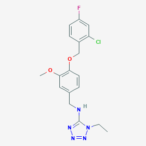 molecular formula C18H19ClFN5O2 B490460 N-{4-[(2-chloro-4-fluorobenzyl)oxy]-3-methoxybenzyl}-1-ethyl-1H-tetrazol-5-amine CAS No. 717874-93-6