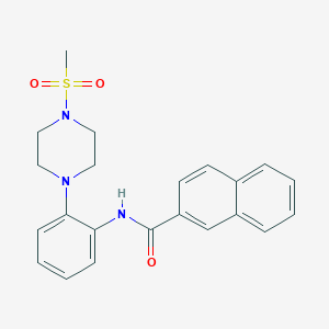 molecular formula C22H23N3O3S B490466 N-{2-[4-(methylsulfonyl)-1-piperazinyl]phenyl}-2-naphthamide CAS No. 724449-70-1