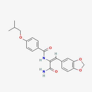 N-[(E)-3-amino-1-(1,3-benzodioxol-5-yl)-3-oxoprop-1-en-2-yl]-4-(2-methylpropoxy)benzamide