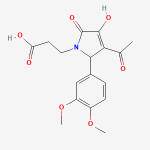 molecular formula C17H19NO7 B4904723 3-[3-acetyl-2-(3,4-dimethoxyphenyl)-4-hydroxy-5-oxo-2,5-dihydro-1H-pyrrol-1-yl]propanoic acid 