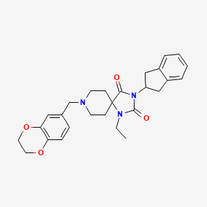 8-(2,3-dihydro-1,4-benzodioxin-6-ylmethyl)-3-(2,3-dihydro-1H-inden-2-yl)-1-ethyl-1,3,8-triazaspiro[4.5]decane-2,4-dione