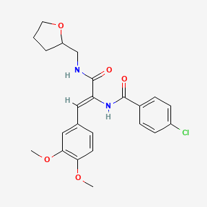 molecular formula C23H25ClN2O5 B4904806 4-chloro-N-(2-(3,4-dimethoxyphenyl)-1-{[(tetrahydro-2-furanylmethyl)amino]carbonyl}vinyl)benzamide 