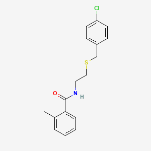 molecular formula C17H18ClNOS B4904816 N-{2-[(4-chlorobenzyl)thio]ethyl}-2-methylbenzamide 