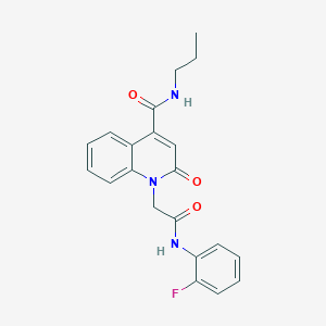 molecular formula C21H20FN3O3 B4904862 1-{2-[(2-fluorophenyl)amino]-2-oxoethyl}-2-oxo-N-propyl-1,2-dihydro-4-quinolinecarboxamide 