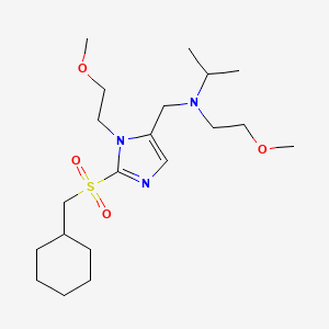 molecular formula C20H37N3O4S B4904877 N-{[2-[(cyclohexylmethyl)sulfonyl]-1-(2-methoxyethyl)-1H-imidazol-5-yl]methyl}-N-(2-methoxyethyl)-2-propanamine 