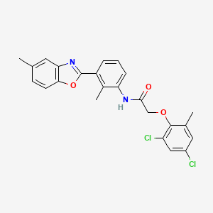 2-(2,4-dichloro-6-methylphenoxy)-N-[2-methyl-3-(5-methyl-1,3-benzoxazol-2-yl)phenyl]acetamide