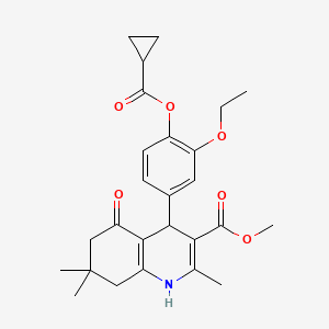 molecular formula C26H31NO6 B4905027 methyl 4-{4-[(cyclopropylcarbonyl)oxy]-3-ethoxyphenyl}-2,7,7-trimethyl-5-oxo-1,4,5,6,7,8-hexahydro-3-quinolinecarboxylate 