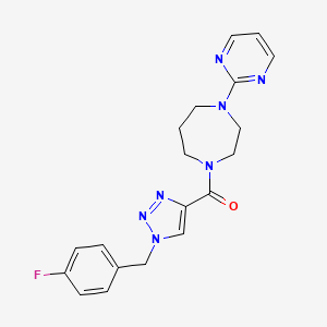 molecular formula C19H20FN7O B4905083 1-{[1-(4-fluorobenzyl)-1H-1,2,3-triazol-4-yl]carbonyl}-4-(2-pyrimidinyl)-1,4-diazepane 