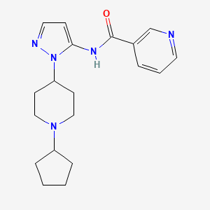 molecular formula C19H25N5O B4905155 N-[1-(1-cyclopentyl-4-piperidinyl)-1H-pyrazol-5-yl]nicotinamide 