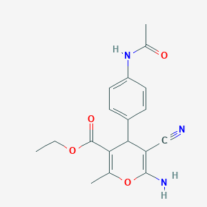 ethyl 4-[4-(acetylamino)phenyl]-6-amino-5-cyano-2-methyl-4H-pyran-3-carboxylate